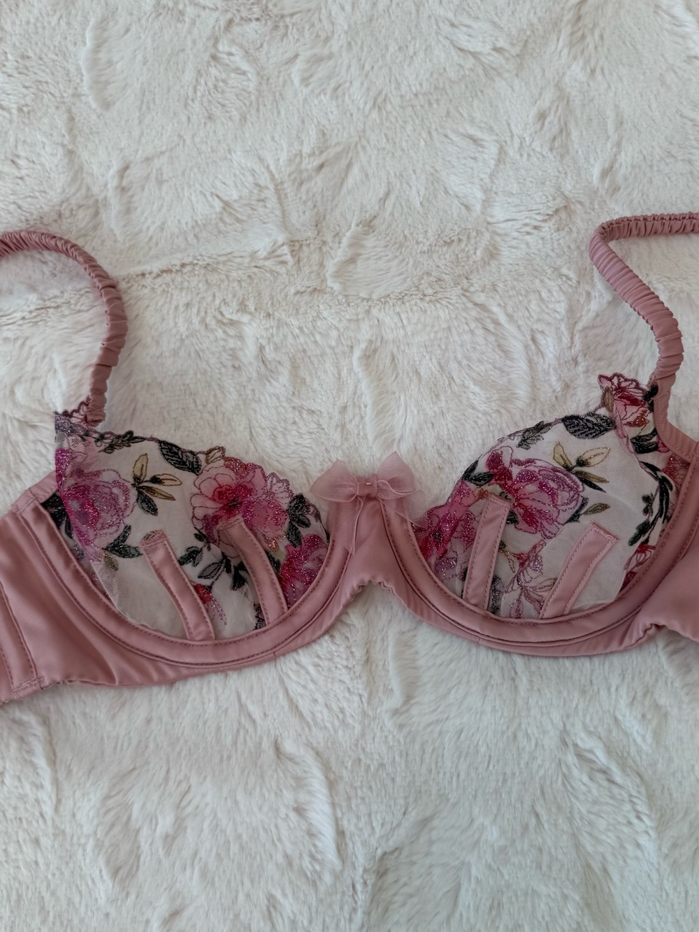 For Love and Lemons Blush Pink Floral Underwire Bra
